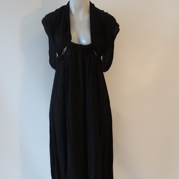 Women ASTR The Label Octavia Black Deep Plunge Cut-Out Long Gauzy Maxi Dress S​ - Picture 7 of 16